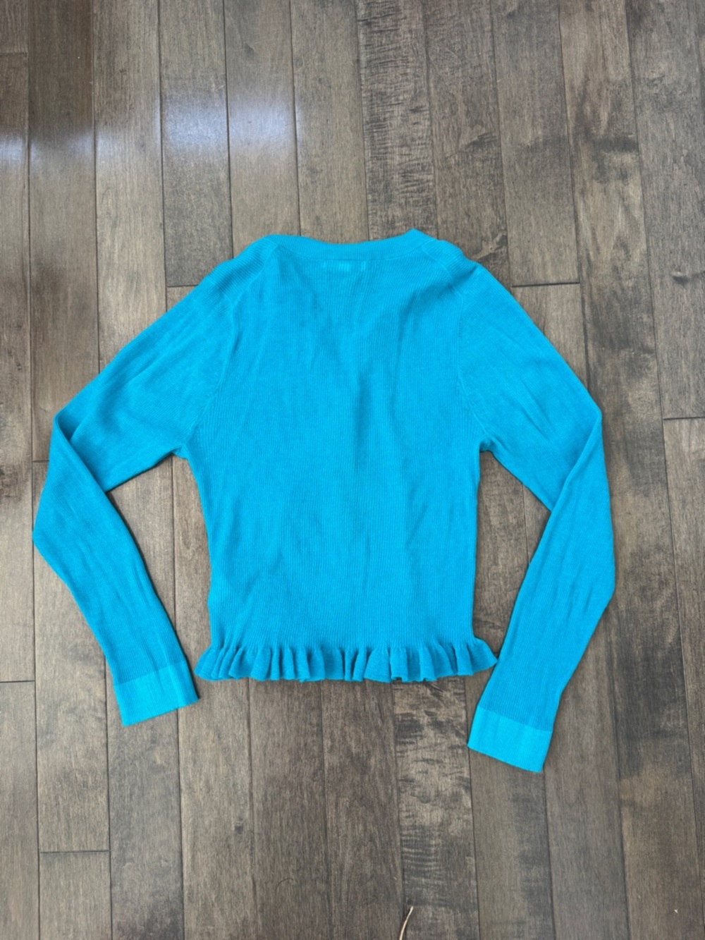 J. Crew Turquoise Ruffle-Hem Button Cardigan - Picture 5 of 5